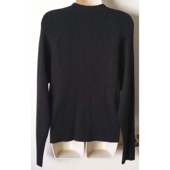 Banana Republic Ribbed Knit 3-Button Long Sleeve Cardigan XL Black - Picture 2 of 7